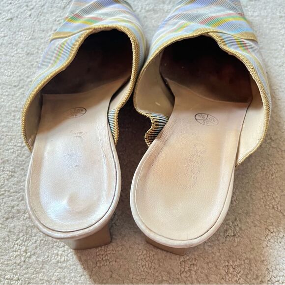 Gabor VTG Multicolour Pastel Woven Open Backed Low Block Heel Mules Shoes - Picture 10 of 13